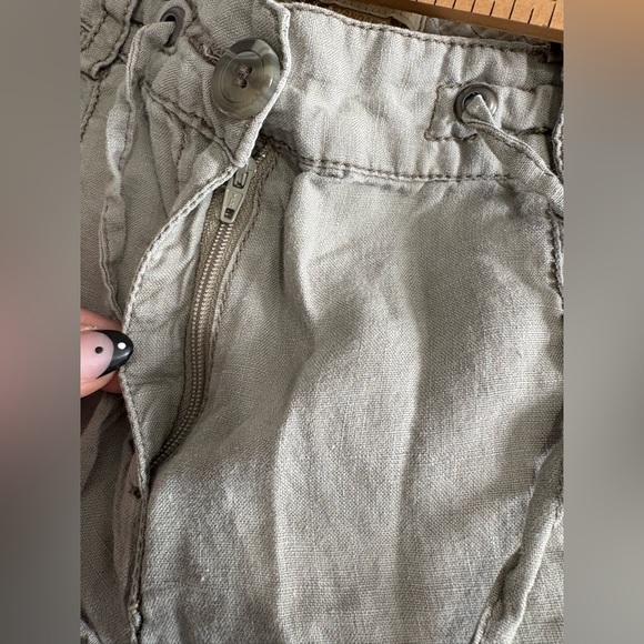 Monsoon 100% linen cargo jogger size 8 zipper and drawstring - Picture 9 of 12